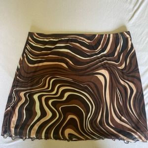 Shein brown swirl mini skirt